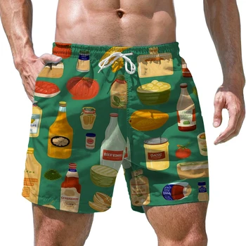 Verão Nova Shorts masculinos Garrafa de Bebida Impressos em 3D Homens de Shorts Estilo de Personalidade de Homens de Shorts de Moda Casual Solta Shorts masculinos