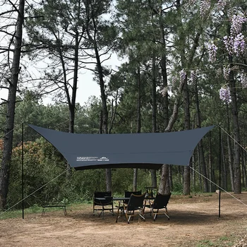 Vinil exterior protetor solar multi-pessoa revestida de prata hexagonal dossel tenda portátil espessamento do acampamento à prova de chuva toldo