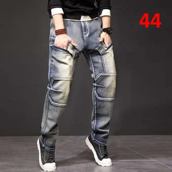 Vintage, Punk Homens De 40 A 44 De Jeans Moda Streetwear Carga Calças Jeans Plus Size 40 44 Calças Masculinas Fundos De