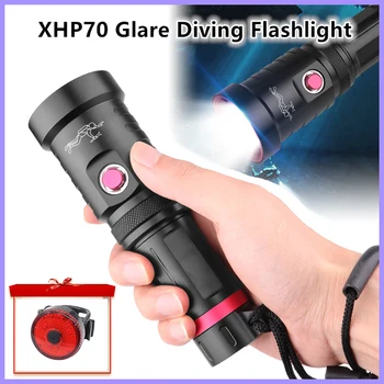 XHP70 Potente Lanterna LED projector Subaquático Foco Fixo Anfíbio Lanterna de Mergulho Profissional, o Brilho da Lanterna ao ar livre