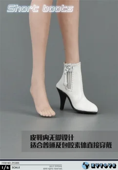 ZYTOYS [1/6th Sapatos] Fêmea Branca Curto Botas de salto Alto do Sapato F 12