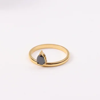 Ângulo Agudo Preto Zircão De Aço Inoxidável Kpop Anéis Para A Menina De Luxo Anel De Noivado Coreano Acessórios De Bijuteria