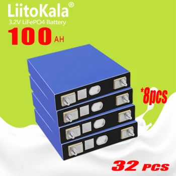 32pcs LiitoKala Novo original 3.2 V 100Ah lifepo4 bateria de células de DIY 12V 24V 48V elétrico do veículo RV célula solar pack UE/EUA dever-fre